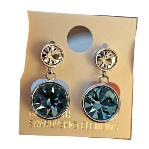 Swarovski Element Crystal dangle Earrings. Clear. Blue. NWOT. Sparkling.…